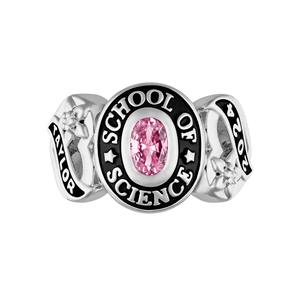 Bague de classe en argent sterling 925 avec pierre de naissance ovale en forme de cœur, personnalisée pour la remise des diplômes, pour femmes - Product Image 2