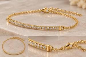 Pulsera de tenis clásica de plata de ley 925 chapada en oro con diamantes brillantes cultivados en laboratorio para uso diario unisex, regalo de boda - Product Image 2