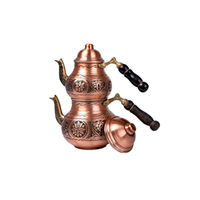 Cafetière arabe Dallah en cuivre artisanale traditionnelle, gravée de motifs floraux, avec poignée en bois, Ibrik turc moderne, Cezve personnalisable