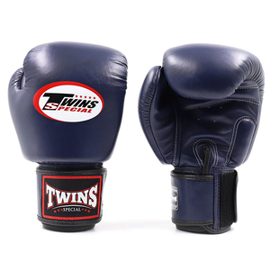Personalized Martial Arts Twins Sparring Gloves Adjustable Wrist <b>Strap</b> Hook Loop Blue Leather Punching Twins Kick Boxing Gloves - Product Image 2