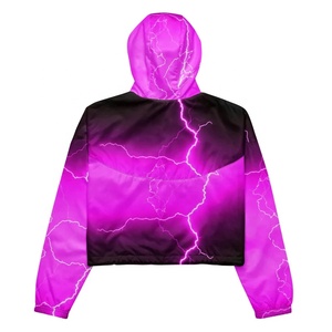Veste coupe-vent à capuche zippée pour femme, style pull-over, avec blocs de couleur, pour le sport, parfaite pour la sublimation - Product Image 2