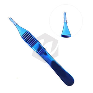 Forceps chirurgical professionnel de 4 3/4 pouces avec 7x7 dents, en acier inoxydable bleu, instrument médical vétérinaire - Product Image 2