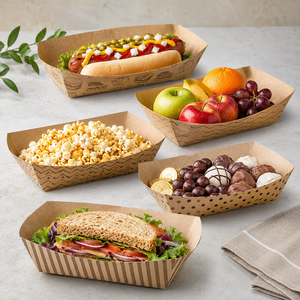 Papier Kraft Rectangulaire Personnalisé Biodégradable Écologique Jetable de Qualité Commerciale pour Snacks, Frites et Nuggets de Poulet - Product Image 1