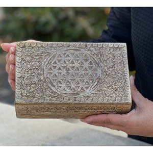 Caja de cuentas de oración de bambú artesanal con tapa tallada, venta al por mayor, India - Product Image 2