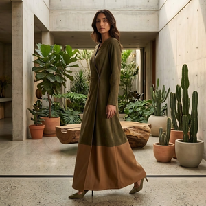 Elegante Vestido Abaya de Satén en Dos Tonos para Mujer, Ropa Islámica Modesta, Estilo Maxi |   Vestido Kaftan Estilo Dubái de Manga Larga 2026, Moda Premium - Product Image 5