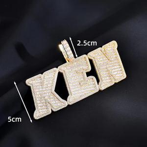 Colgantes de Letra P con Moissanita Trampoline Pop, Plata 925, Chapado en Oro de 18K, Estilo Hiphop, Dijes Unisex - Product Image 5