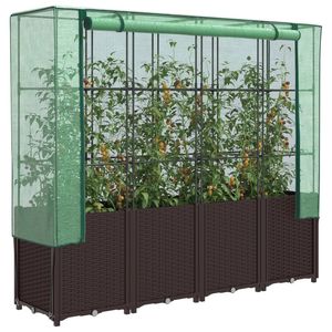 Bac à plantes surélevé en polypropylène marron 63,0 po x 15,7 po pour jardins, serres et pièces - Product Image 1