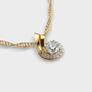 Colgante de Lujo Chapado en Oro de 14K con Moissanita, Corte Brillante Redondo, Forma de Luna, Solitario, Joyería de Compromiso para Mujer - Product Image 1