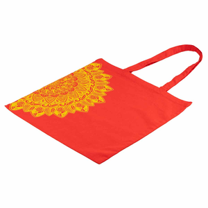 Red Canvas Tote <b>Bag</b> <b>Medium</b> <b>Size</b> Geometric Pattern pp Webbing Handle Zipper Closure Fashion Daily Outdoor Use - Product Image 3