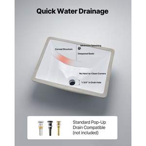 Vasque à poser rectangulaire moderne en céramique blanche 20,28 x 15,16 pouces pour salle de bain, idéale pour les petits espaces - Product Image 5