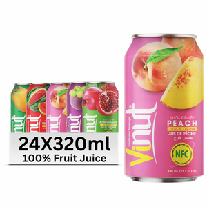 Jugo de Durazno 330ml VINUT Directo de Fábrica de Vietnam Precio Sin Azúcar Opciones de Marca Privada Muestra Gratis - Product Image 1