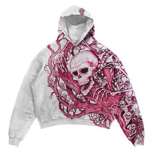 Sudadera con Capucha Personalizada para Hombre, Diseño de Calavera, Estilo Urbano, Oversize, Estampado Gótico, Casual, Moda de EE. UU. y Europa - Product Image 4