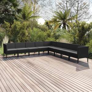 Conjunto de Muebles de Jardín de Ratán Sintético Negro con Acero con Recubrimiento en Polvo y Poliéster - Product Image 1