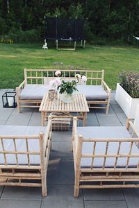 Foldable Outdoor Bamboo <b>Sofa</b> Set Natural Boho Style Garden Set Bamboo Chairs and <b>Table</b> Patio Decor for Beach Resort - Product Image 4