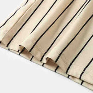 Men's Striped Short Sleeve T-Shirt & Shorts <b>Set</b> Crew Neck <b>Knitted</b> Cotton Casual Summer Wear Breathable Outfit - Product Image 6