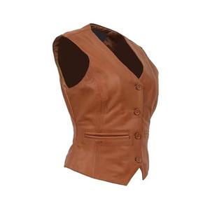 Chaleco de Cuero Original para Mujer, Piel de Cordero Genuina Suave, Chaleco de Moda, Logotipo Personalizado, Fábrica OEM - Product Image 3