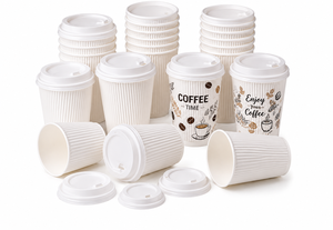 Ripple Wall Biodegradable Reusable Eco-Friendly Brown Style Paper Hot Coffee Energy Drinks <b>Cup</b> Lid for Office Home Store - Product Image 6