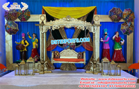 Punjabi Maiya cérémonie scène décoration idées DJ nuit fonction scène décoration accessoire mariage Jaggo nuit scène décor avec balançoire