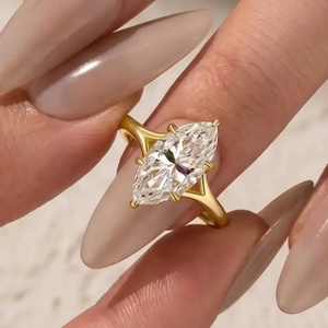 925 Moissanite Diamond Marquise Cut <b>Solitaire</b> Engagement <b>Ring</b> Travel <b>Ring</b> In Sterling <b>Silver</b> with D Color&VVS Clarity for Women. - Product Image 6