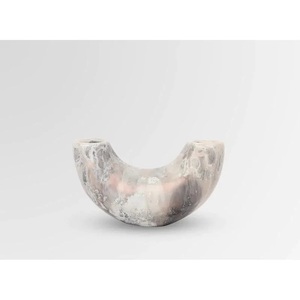 Vase en résine écologique, forme irrégulière en U, peint à la main, dégradé bleu-gris, décoration d'intérieur, personnalisation de logo, artisanat - Product Image 4