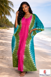Custom Printed <b>Kaftan</b> Dress Women Beachwear Cover Up Loose Fit Silk Cotton Rayon Polyester Bulk Manufacturer Supply - Product Image 5