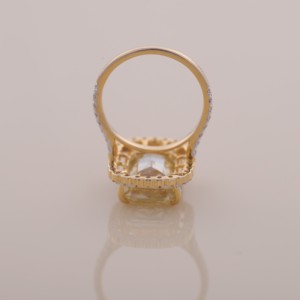 IGI Certified Emerald Cut Yellow Diamond Halo Engagement & Wedding Ring In <b>Solid</b> 925 Sterling <b>Silver</b> - Product Image 4