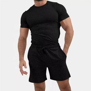 Survêtement personnalisé de couleur unie pour hommes, grande taille, Short à manches courtes, costume de sport, loisirs pour hommes, ensembles de Logo personnalisé pour hommes - Product Image 6
