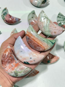 Pierre précieuse polie en jaspe licorne sculpté en forme de lune, cristal de guérison naturel Feng Shui, objet de collection, vente en gros - Product Image 5