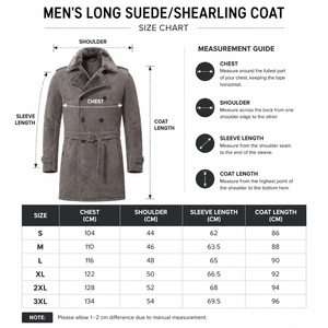 <b>Men's</b> Double Breasted <b>Suede</b> Trench Coat With Faux Fur Collar And Belt Winter Long <b>Jacket</b> Smart Casual Style - Product Image 4