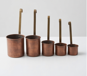 Antique Copper Measuring Cups Set With Brass Handles Heat Resistant Metal Kitchen <b>Tools</b> For Cooking And Baking - Product Image 1