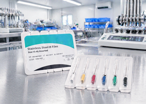 Fiches H en acier inoxydable, instruments endodontiques manuels pour canaux radiculaires, Classe I, certifiés ISO CE, radiopactes, avec embout en silicone pour radiographie - Product Image 3