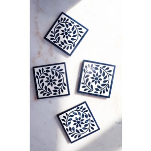 Floral Design Pattern Bone Inlay Handmade Home Decor <b>Coaster</b> <b>for</b> <b>Drink</b> Coffee <b>Coaster</b> with Holder Set of 4 Pcs Table Decor Mats - Product Image 1