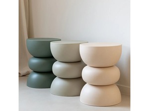 Organic Curved Pebble <b>Stack</b> Side Table – Modern Aesthetic Metal Plant & Display Stand Handmade Side Coffee <b>Stool</b> - Product Image 3