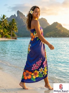 Custom Polynesian Sarong Hawaiian Pareo Floral Print 100% Rayon Lightweight Chiffon Tropical <b>Beach</b> Wrap OEM ODM Manufacturer - Product Image 5