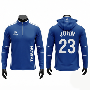 Haut d'entraînement à capuche personnalisé pour le baseball, automne, 180 GSM, polyester/rayonne, interlock respirant, imperméable, panneaux latéraux noir et gris - Product Image 2