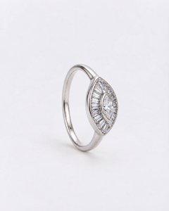 Marquise Diamant Böser Blick Ring D VVS 0,88 Karat 14K Massivgold Baguette Halo Einzigartiger Schutzring Labor-Diamant Statement Goldring - Product Image 3
