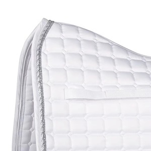 White <b>Quilted</b> Horse Saddle Pad With Silver Trim Microfiber Fabric Equestrian Riding Pad Equestrian Equipment Manufacturer Saddle - Product Image 5