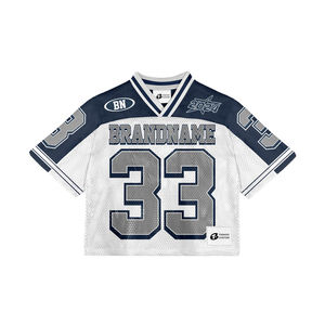 Maillot de sport rétro personnalisé 100 % coton respirant à séchage rapide en maille, coupe courte et oversize, pour entraînement d'équipe (baseball et football) - Product Image 3