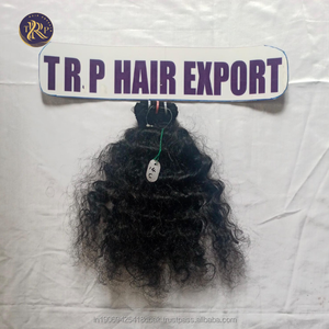 Extension de Cheveux Ondulés Crépus et Bouclés de 20 Pouces, Cheveux Indiens Vierges Noirs Naturels, Remy de Haute Qualité, Tressage de Temple, 100% - Product Image 2