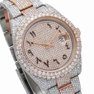 Reloj BOJ Premium R.o.l.e.x. Árabe de 41 mm, Automático, de Acero Inoxidable, de Lujo, Estilo Hip-Hop, Personalizado, Hecho a Mano, con Esfera de Cristal y Diamantes Moissanite - Product Image 3