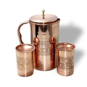 Premium Quality Handcrafted Copper Water Jug Elegant Hammered Design Kitchen & Dining <b>Drinkware</b> - Product Image 3