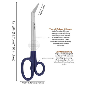 Ciseaux à ongles incurvés en acier inoxydable LIKAMED, manche extra long, coupe-ongles épais pour ongles incarnés et cuticules 7.5 - Product Image 2