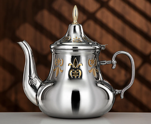 Bouilloire à thé de style moyen-oriental, écologique, en acier inoxydable, design moderne et luxueux, durable, compatible gaz et induction, pour la maison - Product Image 1