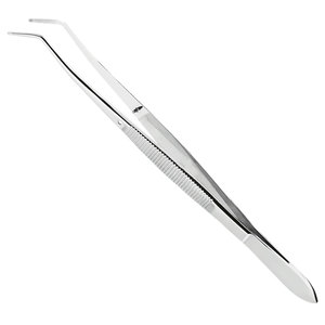 Pinzas de laboratorio con ranuras, longitud 160 mm (ranuradas y curvadas), instrumento de precisión para laboratorio dental, para un manejo seguro - Product Image 1