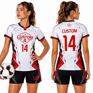 Vêtements de sport athlétiques, tenues d'entraînement, ensembles d'uniformes de football, ensembles de maillots à manches courtes et shorts très demandés pour femmes - Product Image 6