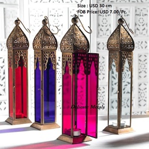 Delicate Metals Handmade Portable Iron & Glass <b>Moroccan</b> Lanterns Colorful Geometric Table <b>Light</b> Christmas Home Decor DL-004 - Product Image 1