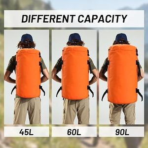 Sac de sport en nylon orange 50-70L avec bretelles, sac à dos de voyage - Product Image 4