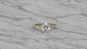 แหวนหมั้นเพชรทรงรีเคลือบทอง 18K 14K เพชรเพาะเลี้ยงในห้องปฏิบัติการ พร้อมแถบประดับด้านข้างทรงมาร์คีส์ แหวนแต่งงานแบบโซลิแทร์สำหรับผู้หญิง - Product Image 5