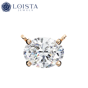 LOISTA Women's White Gold Round Brilliant Cut Diamond Pendant Necklace GIA Certified Classic Engagement Jewelry - Product Image 4