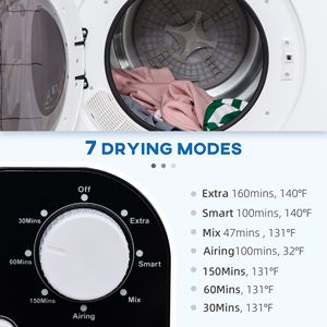 Secadora de Ropa Eléctrica Portátil Compacta de 1300W, 3.22 Pies Cúbicos Secadora con 7 Modos de Secado para Apartamentos y Dormitorios - Product Image 4